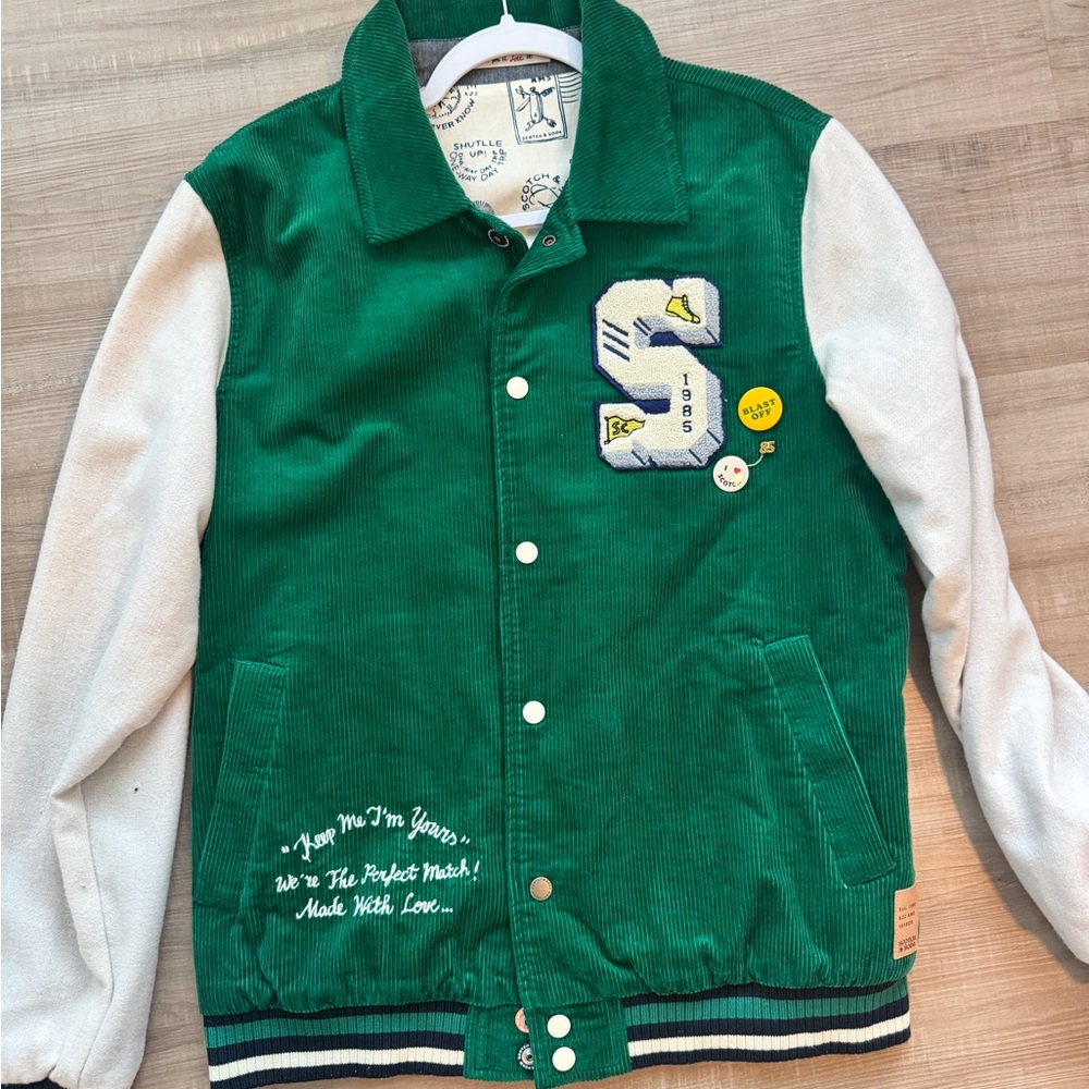 Scotch & Soda Green and White Varsity Jacket